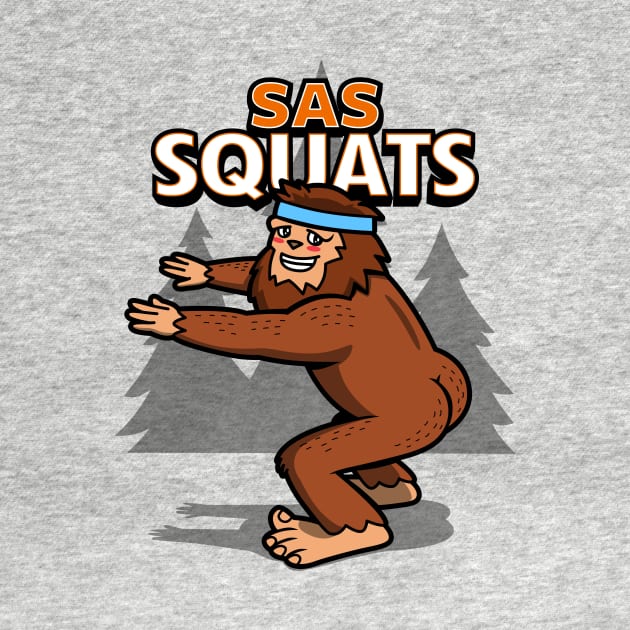 Bigfoot Sasquatch Funny Big Booty Butt Workout Squats Gym Cartoon by Originals By Boggs